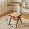 Northern Rattan Woven Bench: Minimalist Solid Wood Long Bench for Dining, Bedroom, or Entryway