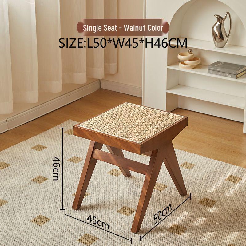 Northern Rattan Woven Bench: Minimalist Solid Wood Long Bench for Dining, Bedroom, or Entryway
