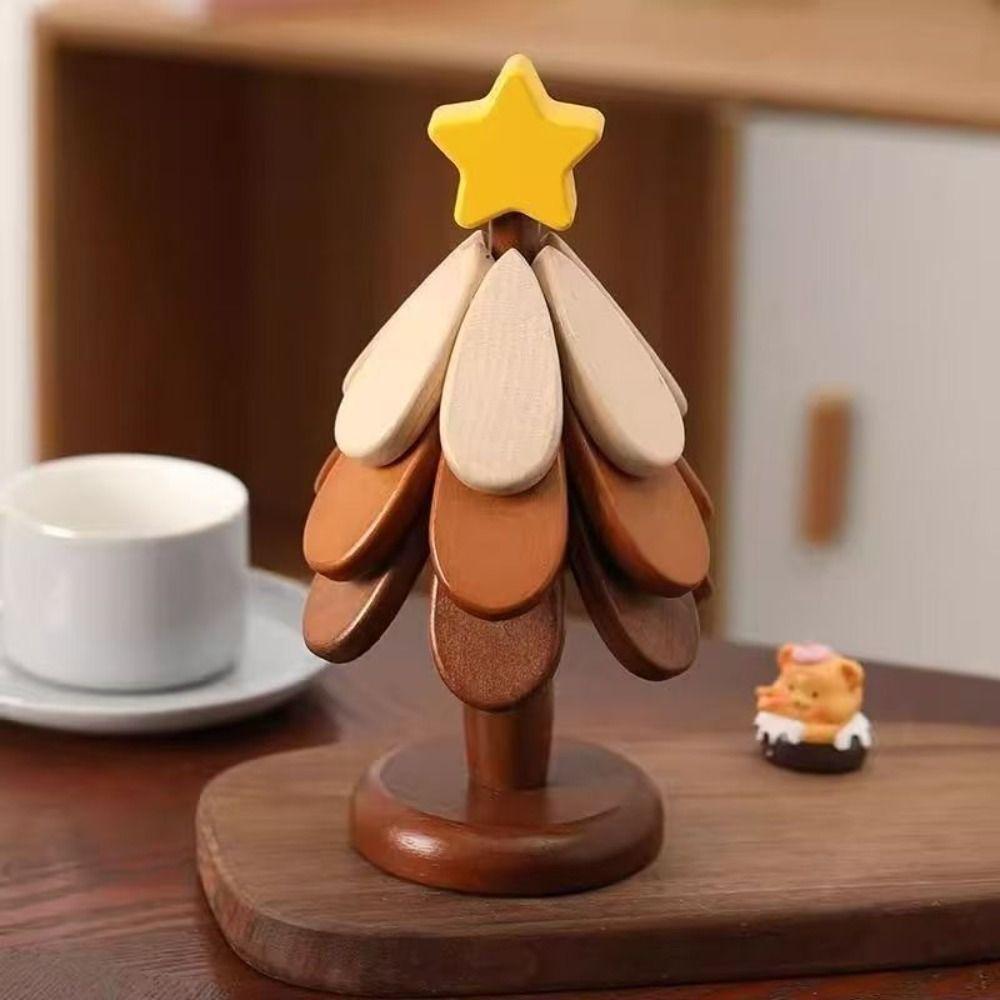 Tree-shaped Heat-resistant Trivet Wooden Cup Pad Multi-functional Insulation Hot Pad  Table Decor