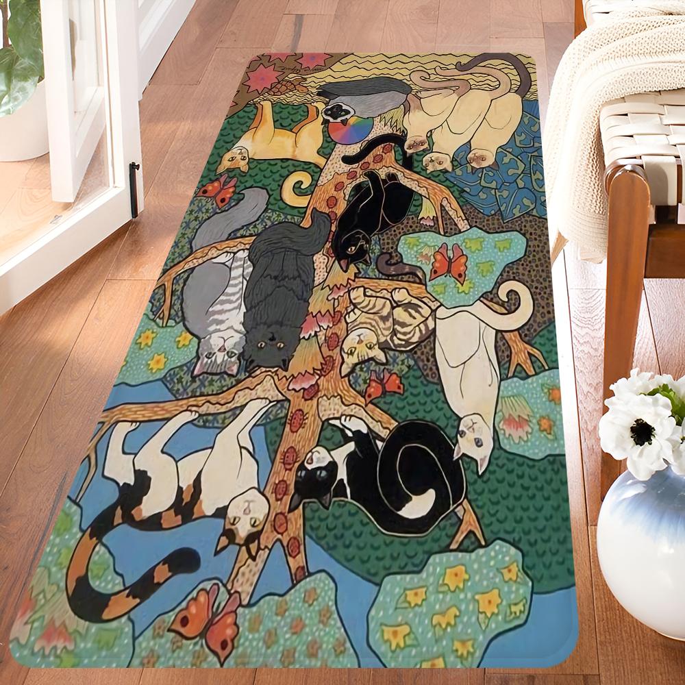 Cartoon cat pattern Floor Mat Rectangle Anti-slip Home Soft Badmat Front Door Indoor Outdoor Mat Welcome Doormat