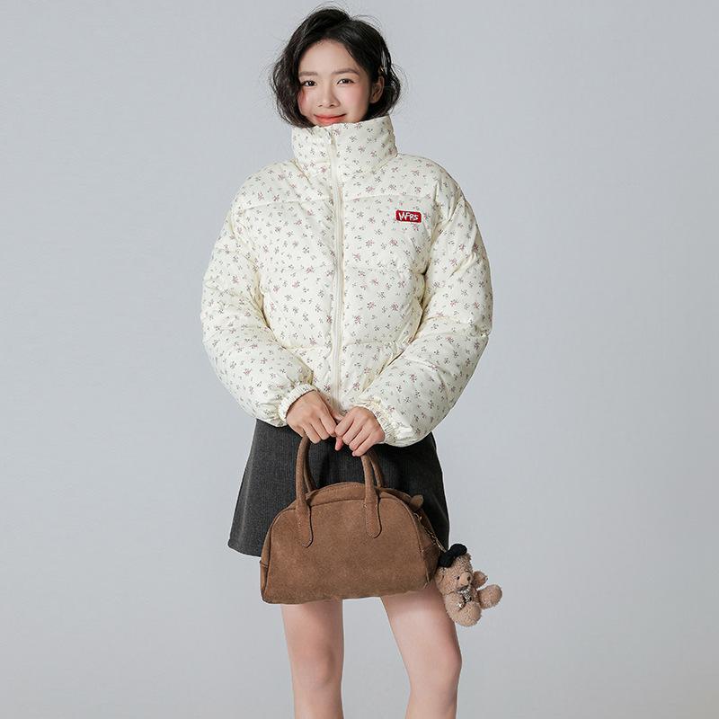 Short down cotton clothes fashionable fake two pieces student thickened versatile loose and thin bread clothes jacket women