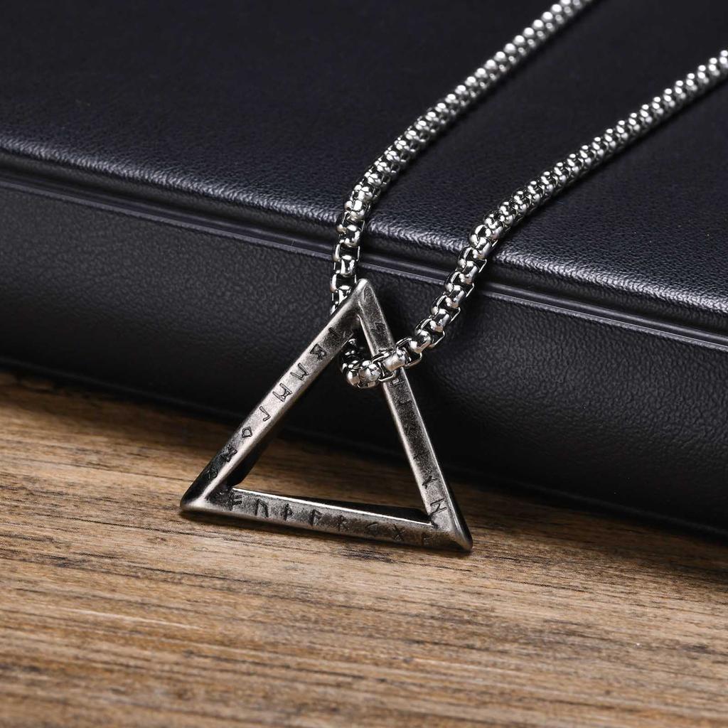 Men's Viking Necklace Stainless Steel Geometric Pendant Waterproof Amulet Collar 55 60 70cm Box Chain