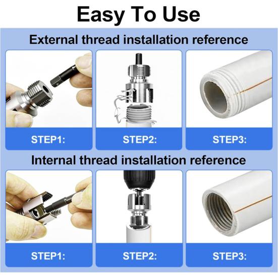 Wasserrohr-Öffner Hitzbehandelter legierter Stahl Rohrgewindeschneider Innen Außen Gewindeschneiden 3 Köpfe