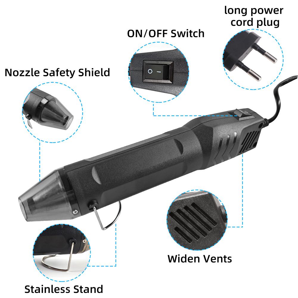 300°C 220V Hot Air Gun DIY Tool Heat Electric Power Tool Mini Soldering Temperature Crafts Blower with Supporting Seat Shrink