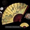 Fan for Men with a Domineering Style, Traditional Chinese Style Folding Fan with Jade-Like Black Bamboo Wood, Portable for Summer, Suitable for Dance