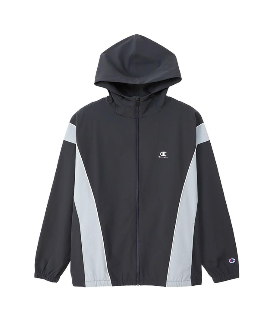 Champion Sports Long Sleeve Stretch Zip Hooded Jacket with Logo Men's Water-Repellent One-Point (C3-ZSC01-090-M)