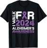 Vintage Ribbon I Walk For 2024 Alzheimer's Awareness Retro T-Shirt
