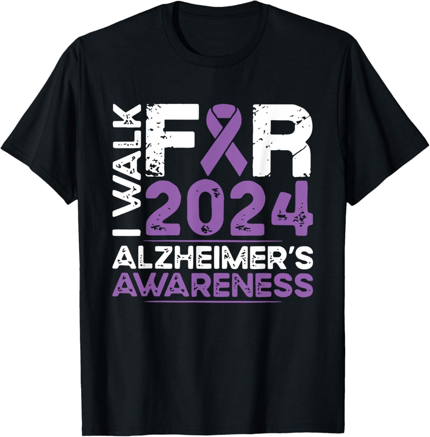 Vintage Ribbon I Walk For 2024 Alzheimer s Awareness Retro T-Shirt S разноцветный