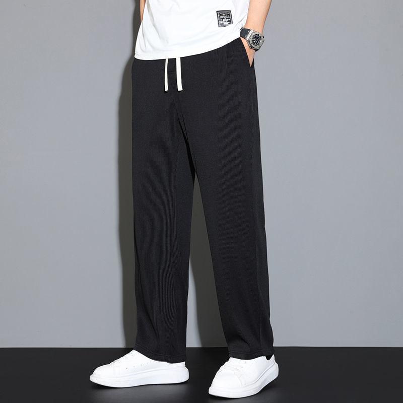 Sommerhose aus Eisseide für Herren, dünne, gerade Beinform, lockere, lässige Sporthose, schnelltrocknende Hose mit weitem Bein, Herrenhose