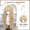 Harajuku Long Blonde Cosplay Wig 28inch Lolita Wig with Bangs Princess Curly Wavy Wig  Carnival