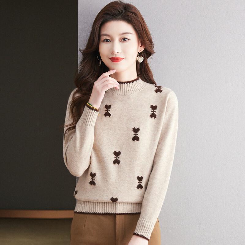 SNOWFLYING Women s Semi-High Neck Color-Block Sweater XL