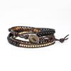 Unique Mixed Triple Simple Leather Beaded Bracelet, Tiger Eye, Copper, Black Beaded Beaded Bracelet Friendship Bracelets Jewelry