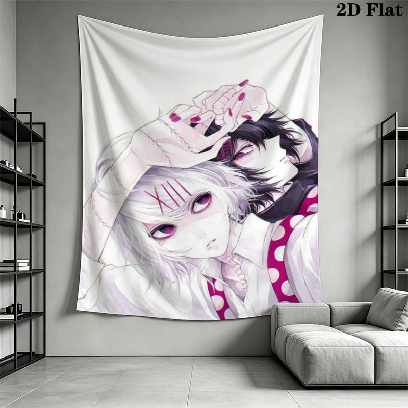Tokyo Ghoul Wall Tapestry Aesthetic Wall Hanging Printed Fabric Blanket Decorative Tapestries for Bedroom Living Room Home Decor