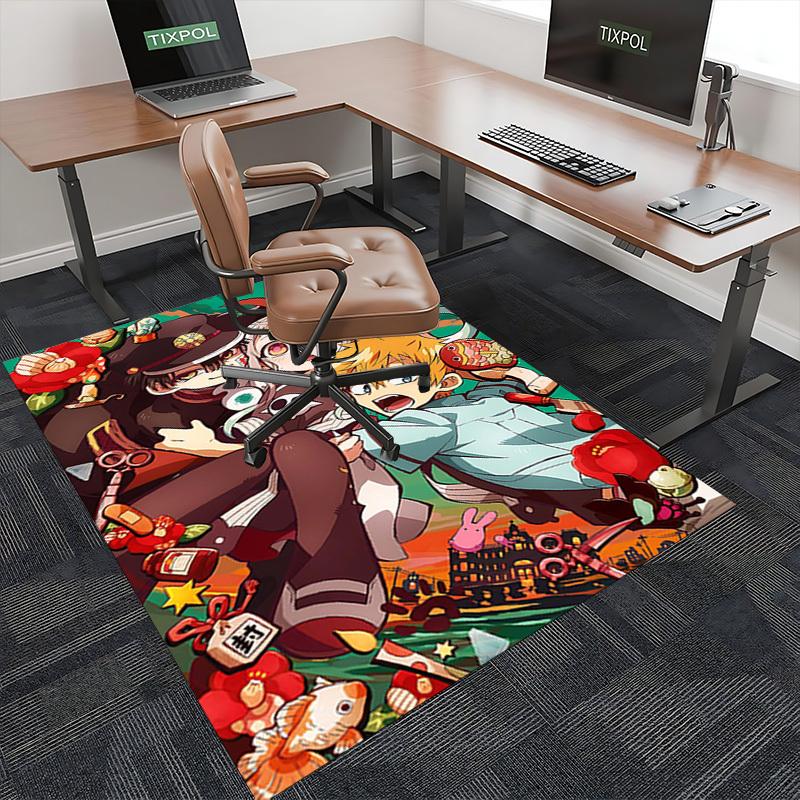 1pc Anime Cartoon Design Chair Mat, Festival Gift for Demon Slayer Characters Tanjiro, Nezuko, and Zenitsu, Non-Slip Carpet Suitable for Office, Home