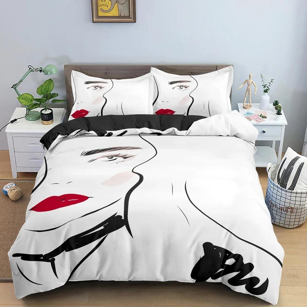 Woman Portrait Bedding Set 3D Duvet Cover Comforter Covers For Girls Bedroom Twin King Size Quilt Cover With Pillowcase