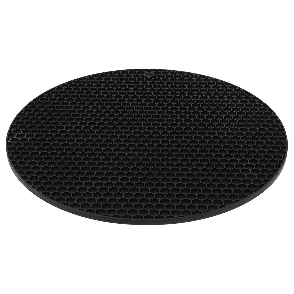 No-brand silicone heat-resistant pot mat black material dishwasher safe heat insulation function kitchen non-slip pad ideal placing cooking utensils