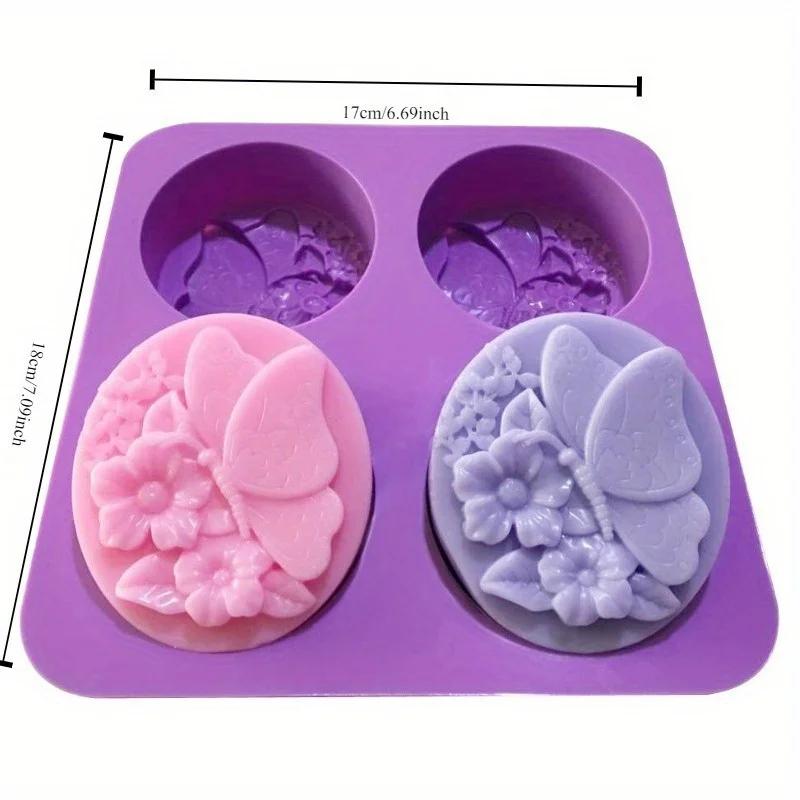 1 Set Of Butterfly Flower Silicone Molds Handmade Soap Molds Suitable Home Kitchen Kids Brithday Beautiful Purple Cake Molds