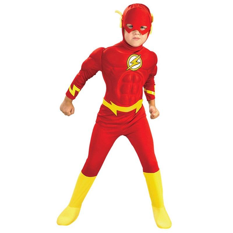 The Movie Flash Muscle Cosplay Costume Set Kids Halloween Party Prop Fans Gifts