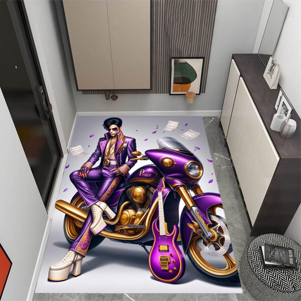 Prince Purple Guitar Performance Carpet Suitable For Outdoor Playrooms Dormitory Study Room Antislip Rug Office Home Decor Wedding Party Gift