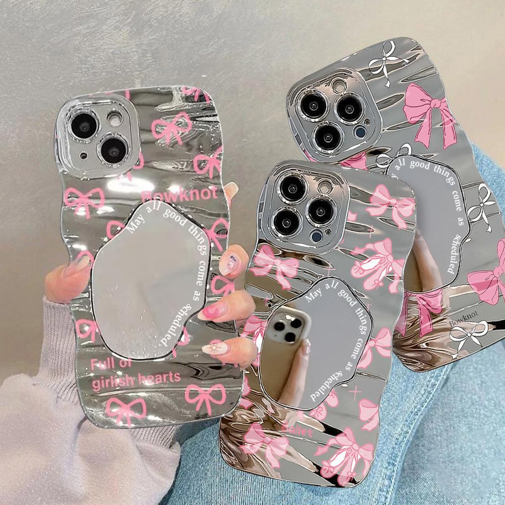 Mirror Phone Case for iPhone 16 11 13 14 for 16 Pro 12 13 15 16 Pro Max for Samsung A15 A16 A35 A55 Cute Cloud Flower Puppy Electroplated Phone Case