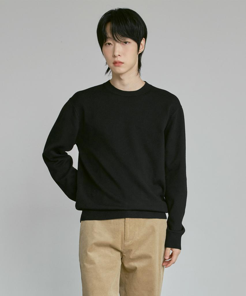 210EDIT Unisex Soft Knit Round Neck [Black]_Zz4Sw070