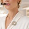 Lapel Pin Brooch Pin, Faux Pearl Wreath Design with Rhinestones Inlaid, Durable Circular Flower Leaf Garland for Coats Shirts Bags Accessories Alloy