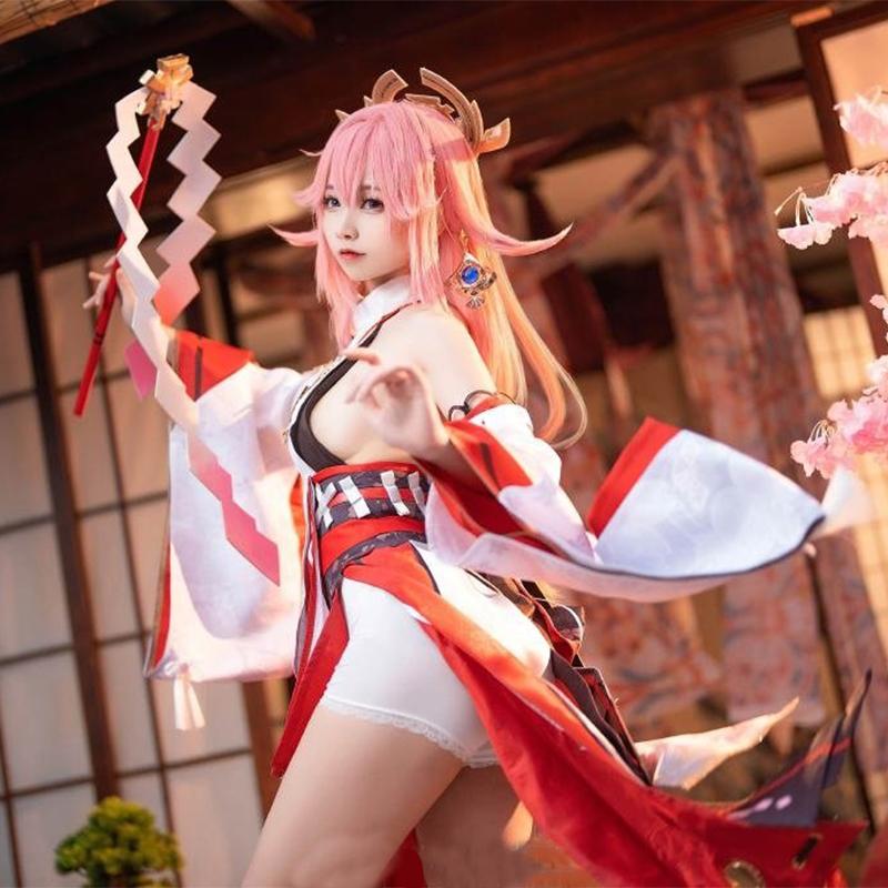   Yae Miko Cosplay Costume   Game   CosplayWig Dress Shorts Sets Halloween Women Men Costumes