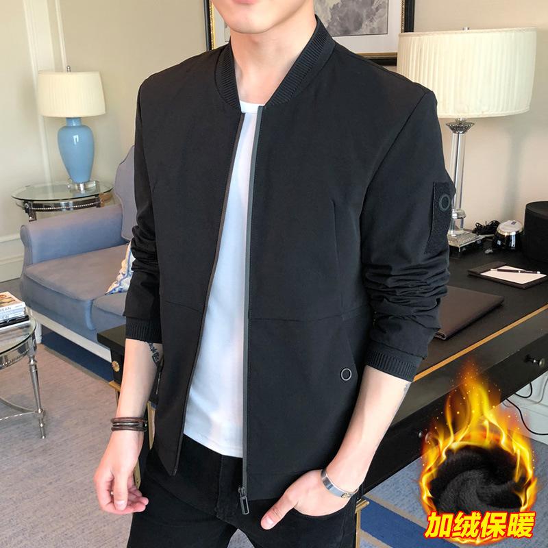 

Мужская новая весенне-осенняя мужская бархатная универсальная простая повседневная куртка, однотонная молодежная куртка с длинными рукавами для мальчиков 4XL