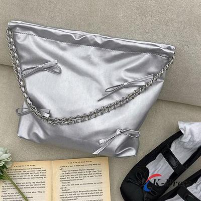Poneck Ballet Core Fita Corrente Prata Bolsa de Ombro Grande