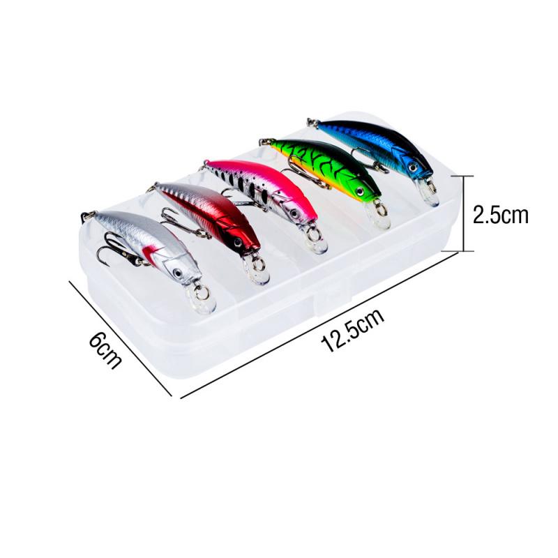 5PCS 5.7CM 6GJapanese-style Sinking Minnow Vibrating Five-eye Fishing Lure, Artificial Bait for All Swimming Layers, Minnow Hard