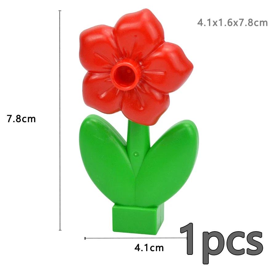 Große Größe Baustein Pflanze Obst Zubehör Blume Gras Baumstumpf Schmuck Bauernhof Kompatibel Große Platten Ziegel Duploes Spielzeug