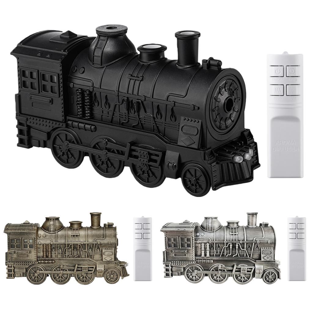 300ML Vintage Steam Train Air Diffuser Humidifier with 2-Color LED Light Air Humidifier with Remote Control for Office Bedroom