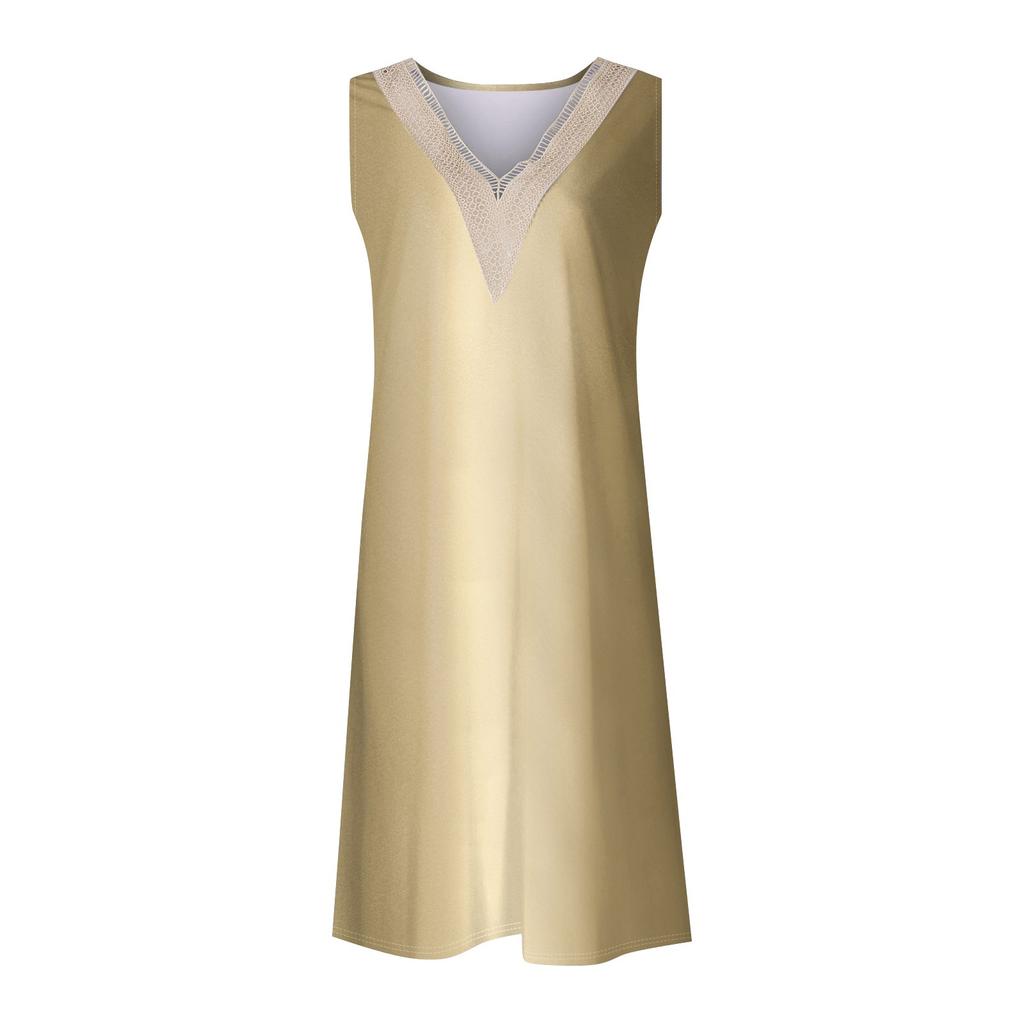 Women's Summer Casual Sleeveless Dress Cover Up V-neck Tank Top Dress Loose Bohemian