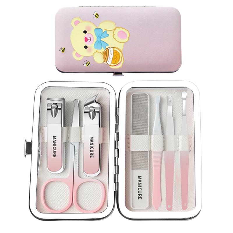 Portable Manicure & Pedicure Set: Nail Clippers, Cuticle Pliers, Angled Tools for Home Nail Care.