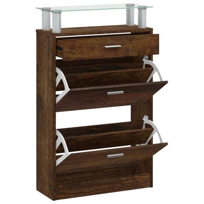 VidaXL Armoire à chaussures Chêne fumé 63x24x104 cm Bois d'ingénierie 342567