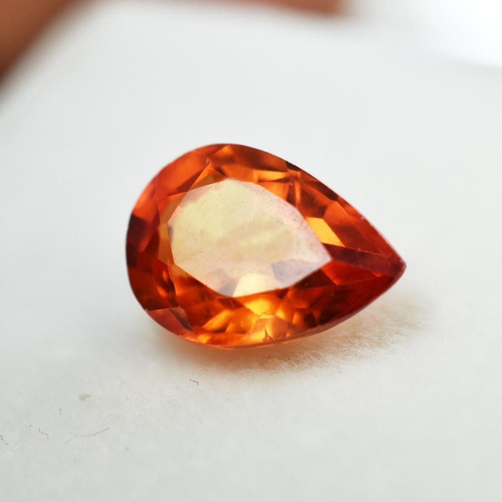 CEYLON Sapphire ORANGE Pear Cut 3.35 Carat Flawless Natural CERTIFIED Gemstone