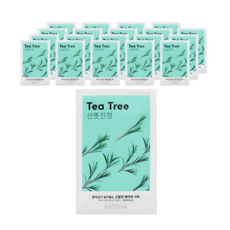 MISSHA Airy Fit Sheet Mask Tea Tree Soothing Facial Mask Hydrating Korean Skincare 1 Sheet x 20 pcs