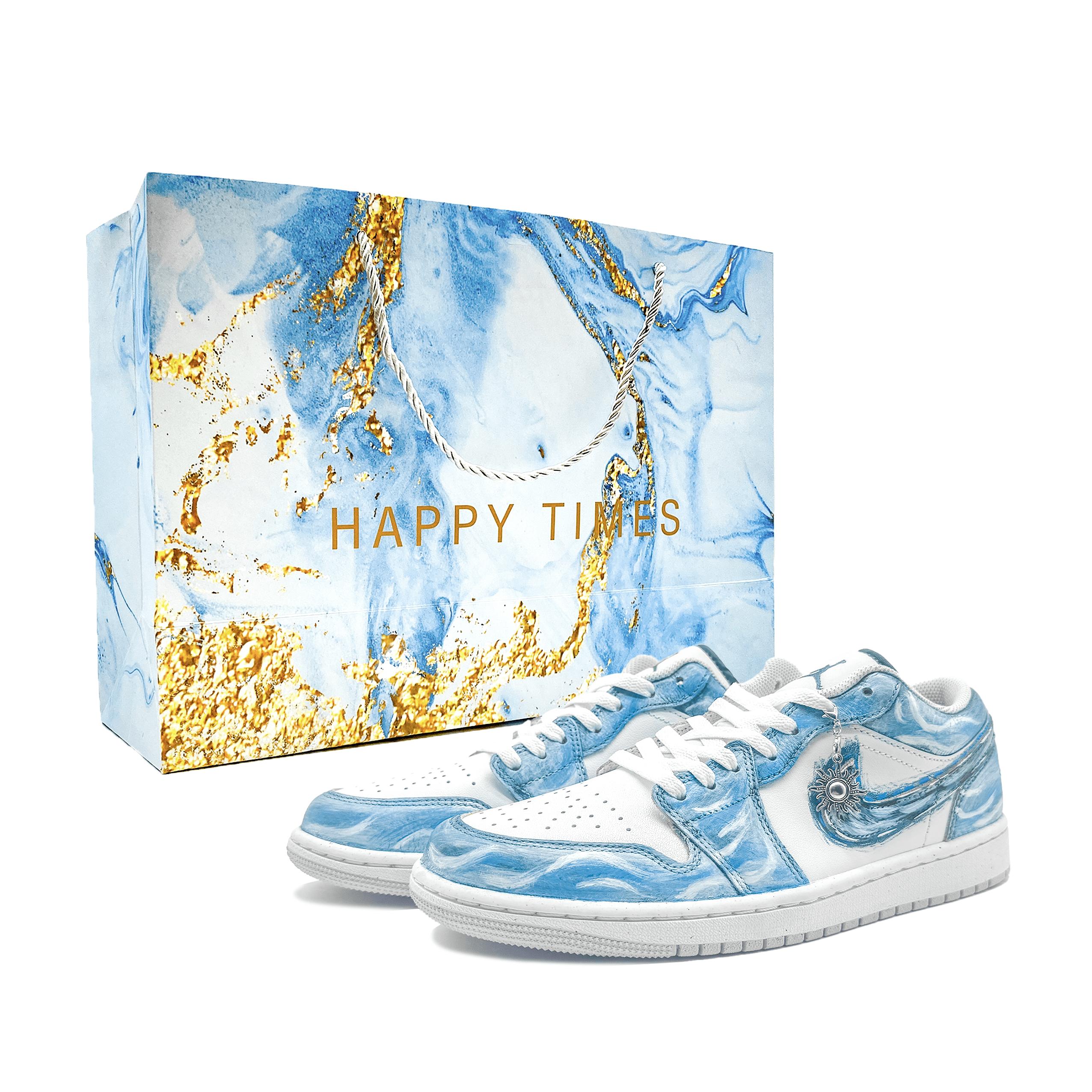 

Jordan Air Jordan 1 Abrasion Resistant Low top Skateboard Shoes Unisex Blue White FQ7687-300(Team1108-LD) 36