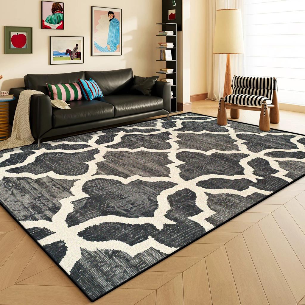 Nordic Geometric Carpet for Living Room Light Luxury Decoration Striped Abstract Rug Bedroom Kitchen Washable Non-slip Floor Mat