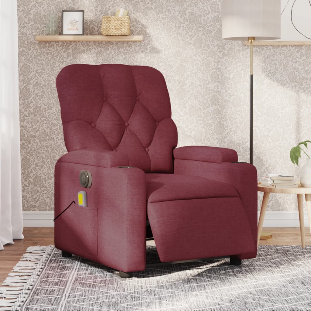 Electric Massage Chair Burgundy Fabric
