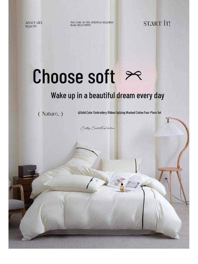 Luxury Five-Star Hotel White Linen Duvet Cover & Bedding Set