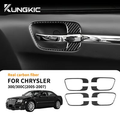 Para Chrysler 300 300C 2005 2006 2007 Manija Interior de Puerta de Coche Marco Pegatina de Fibra de Carbono Suave Real Accesorios de Embellecedor Interior