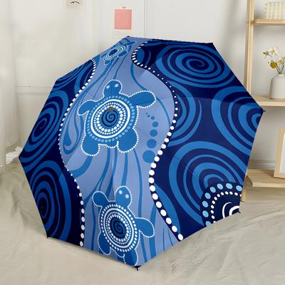 Indigenous Sea Turtle Automatic Umbrella, Compact Design with 8 Ribs, Suitable for Outdoor Leisure and Daily Use-ideal Gift
