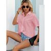 Fashion Bamboo Style Cotton Shirt Women's Short Sleeved Shirts Casual Lapel Neck Top Soft and Comfortable Blouse