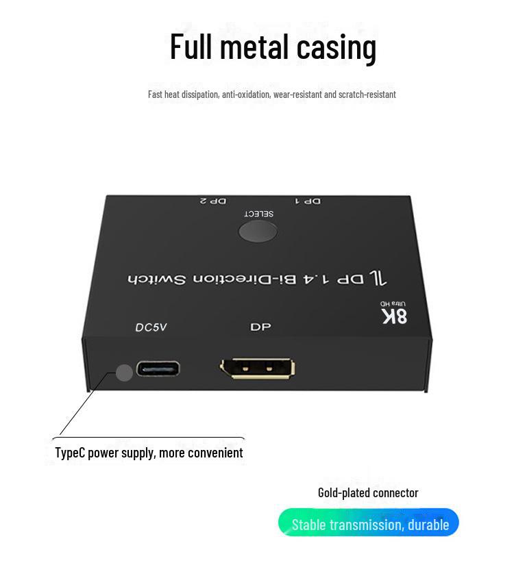 DP1.4 Bidirectional 8K@60Hz Switcher Converter