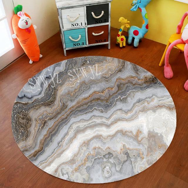 Marble Geometric Round Carpet Living Room Office Chair Computer Table Mat Home Anti -Fouling Decoration Bedroom Coffee Table Mat