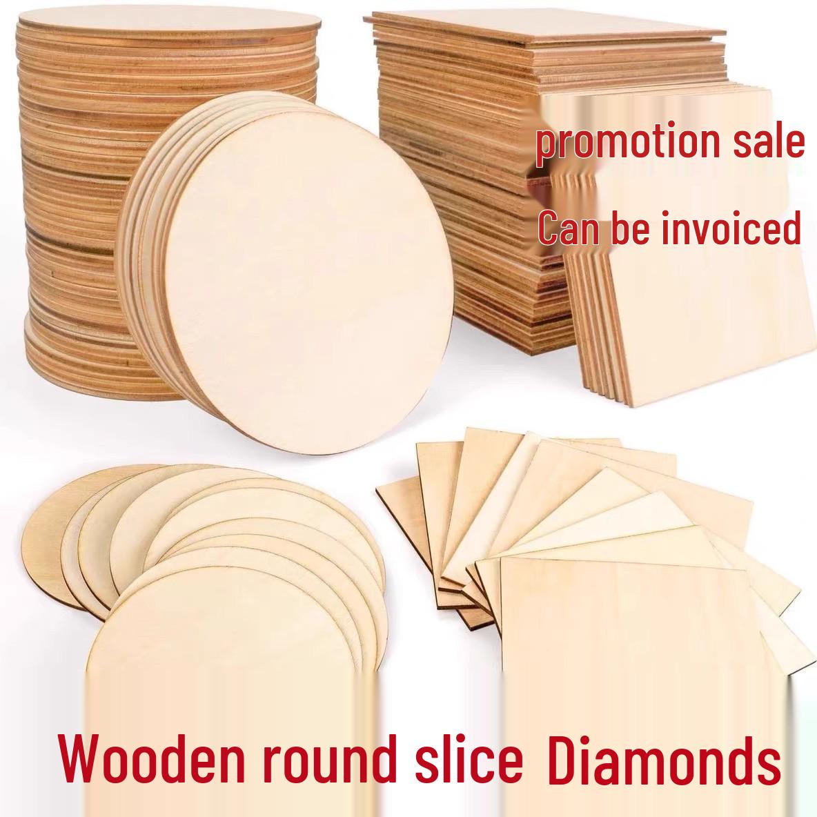 5mm Thick DIY Poplar Wood Slices: Round & Square for Hand-Painted Crafts & Pyrography 5mm Thick, Round