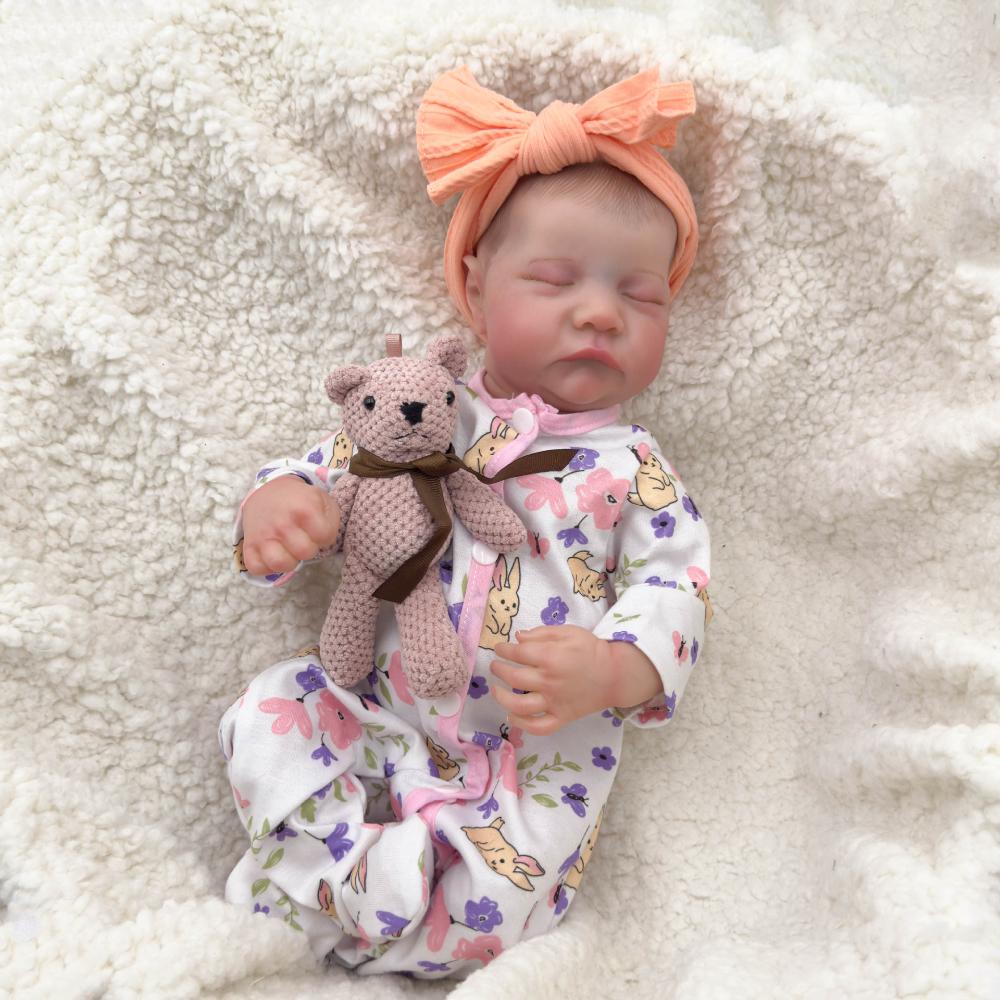 Реалистичная 49 см полностью виниловая кукла-реборн с закрытыми глазами — фото 3