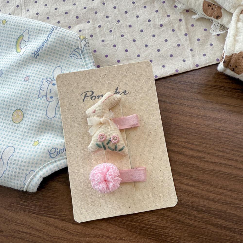 Flower Cloth Hair Clips Rabbit Princess Headdress New Bangs Clips Hair Accessories