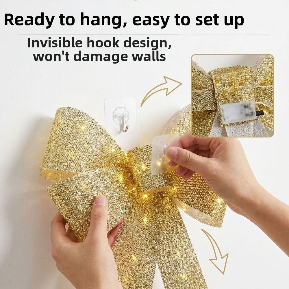 Glowing LED Christmas Bowknot Pendant Elegant Reusable Christmas Decoration Charms Portable Creative Xmas Tree Hanging Ornament